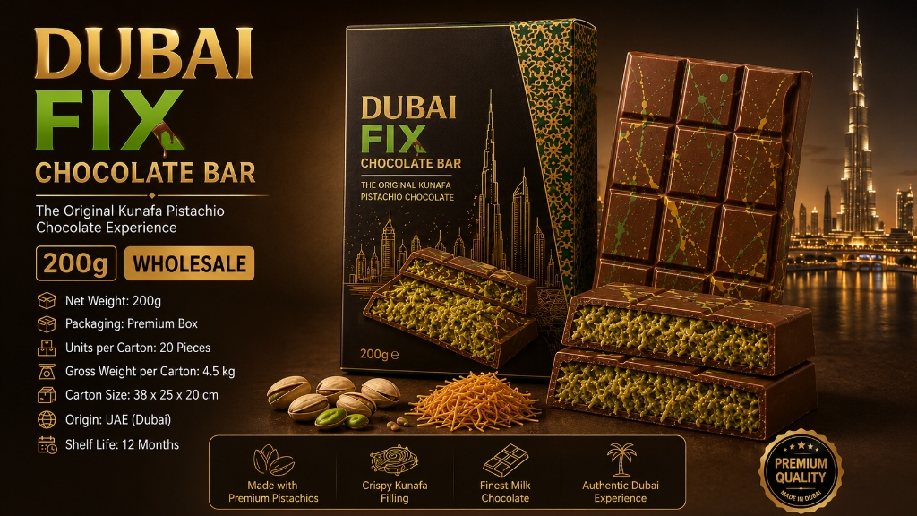 Dubai Fix Chocolate Bar 200g Wholesale